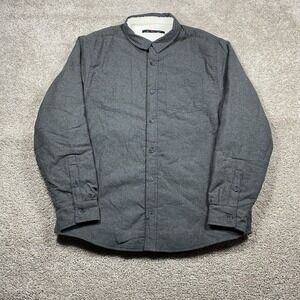 Stoic Flannel Shacket Mens XL Fur Lined‎ Button Shirt Jacket Herringbone Gray